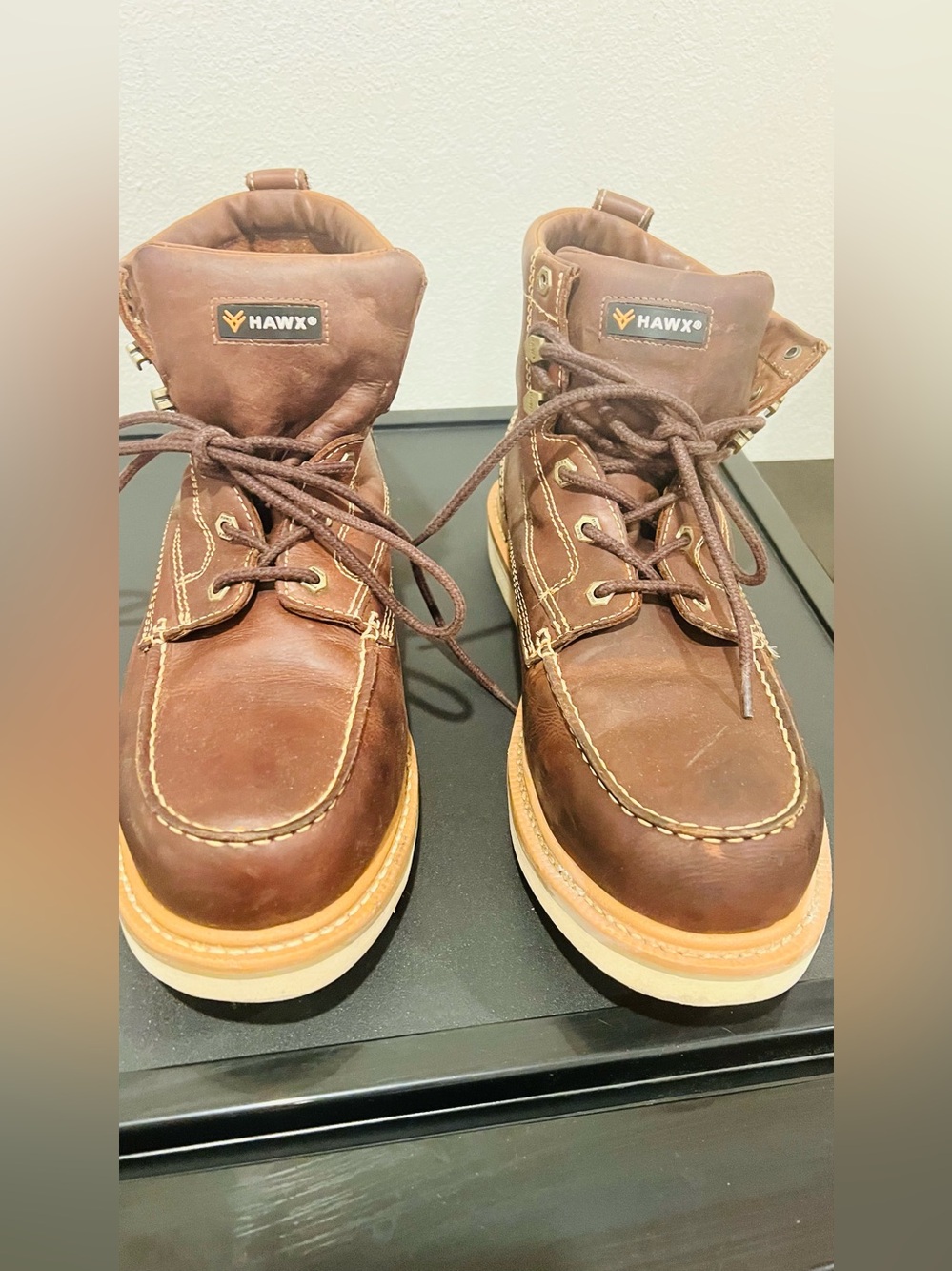HAWX Brown Leather Work Boots size 14EE men